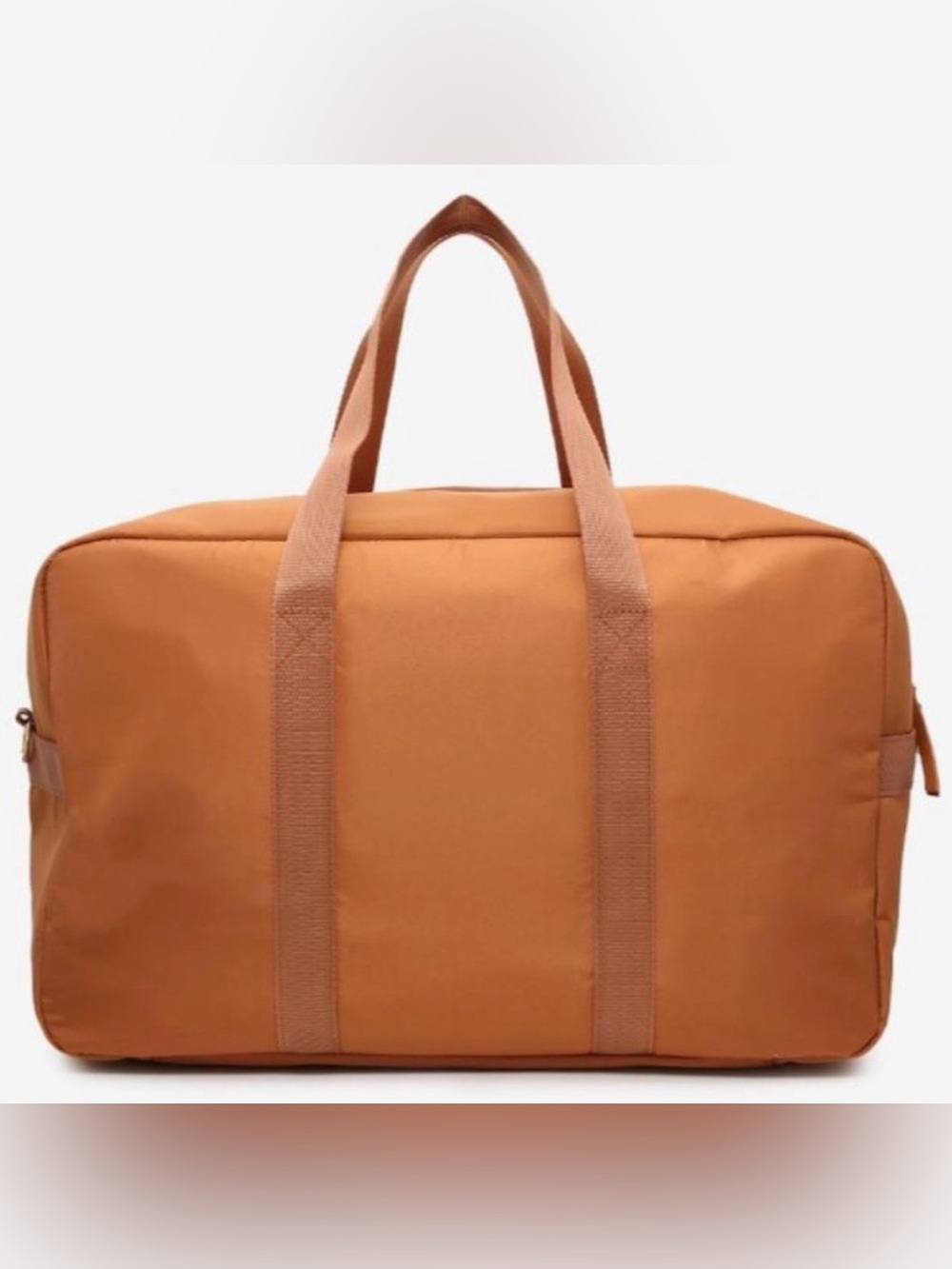 DSW Cognac Travel Duffle with Cream Sherpa Pouch - Picture 2 of 9